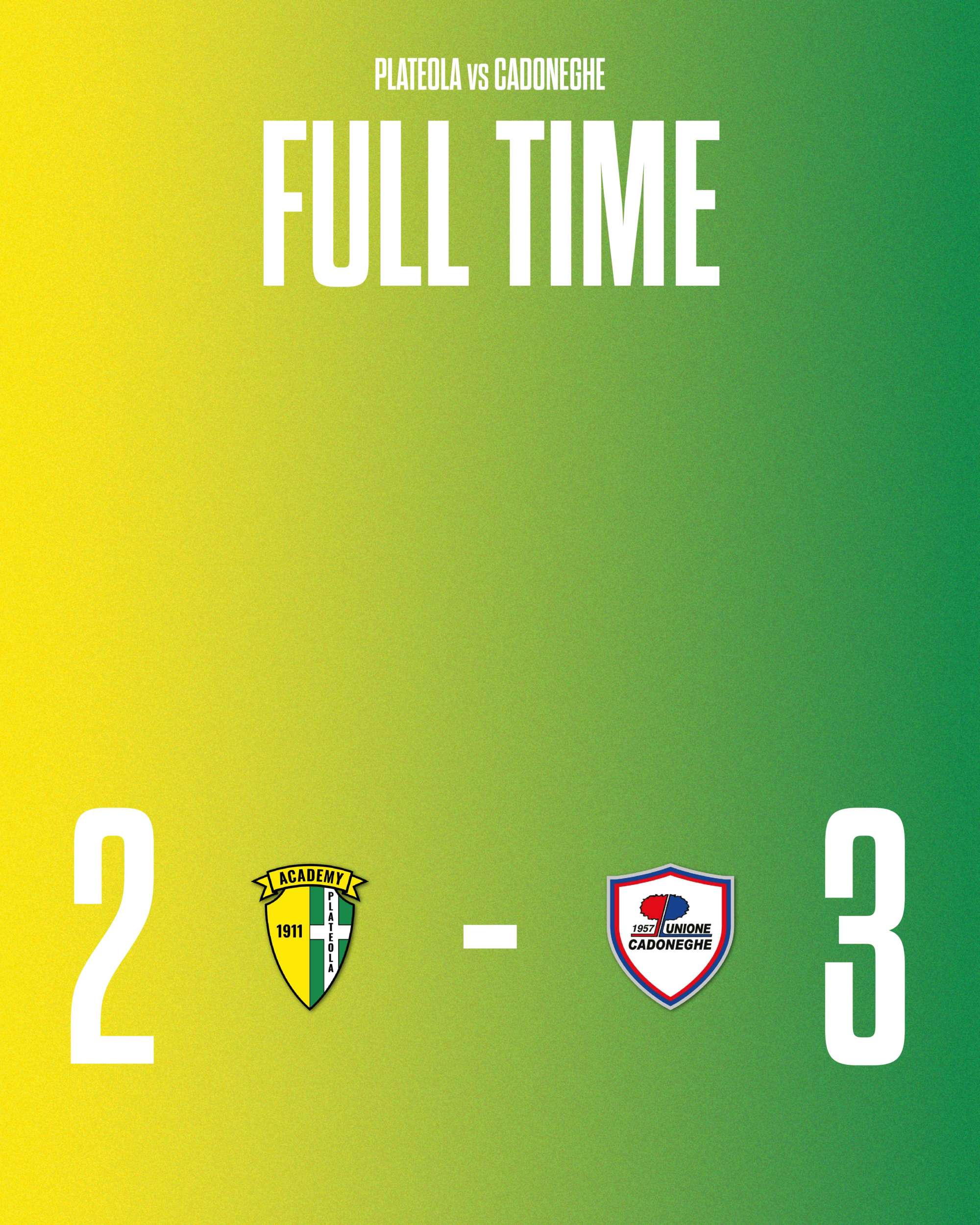 Amichevole: Academy Plateola 1911 2 – 3 Cadoneghe