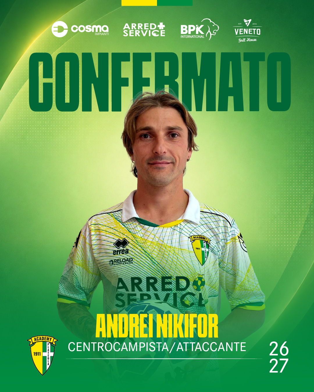 CONFERMATO ANDREI NIKIFOR