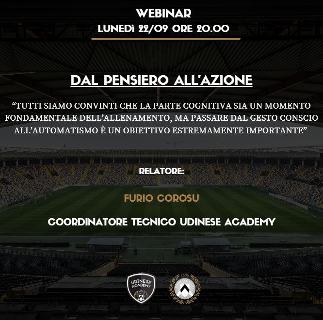 “Dal pensiero all’azione”, webinar organizzato lo scorso 22 settembre dall’Udinese Academy