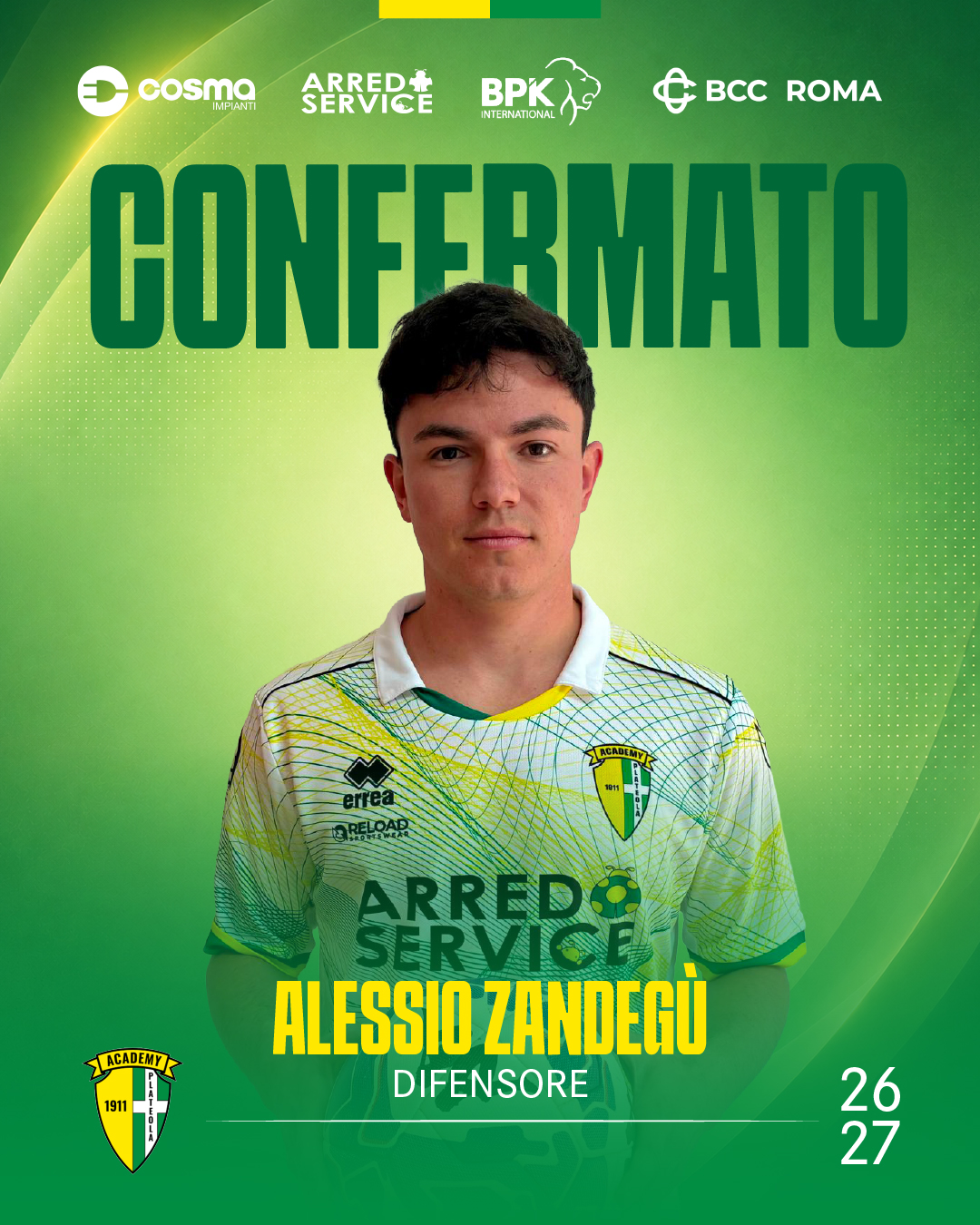 CONFERMATO ALESSIO ZANDEGÚ