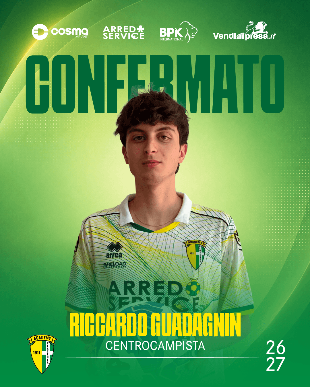 CONFERMATO RICCARDO GUADAGNIN 