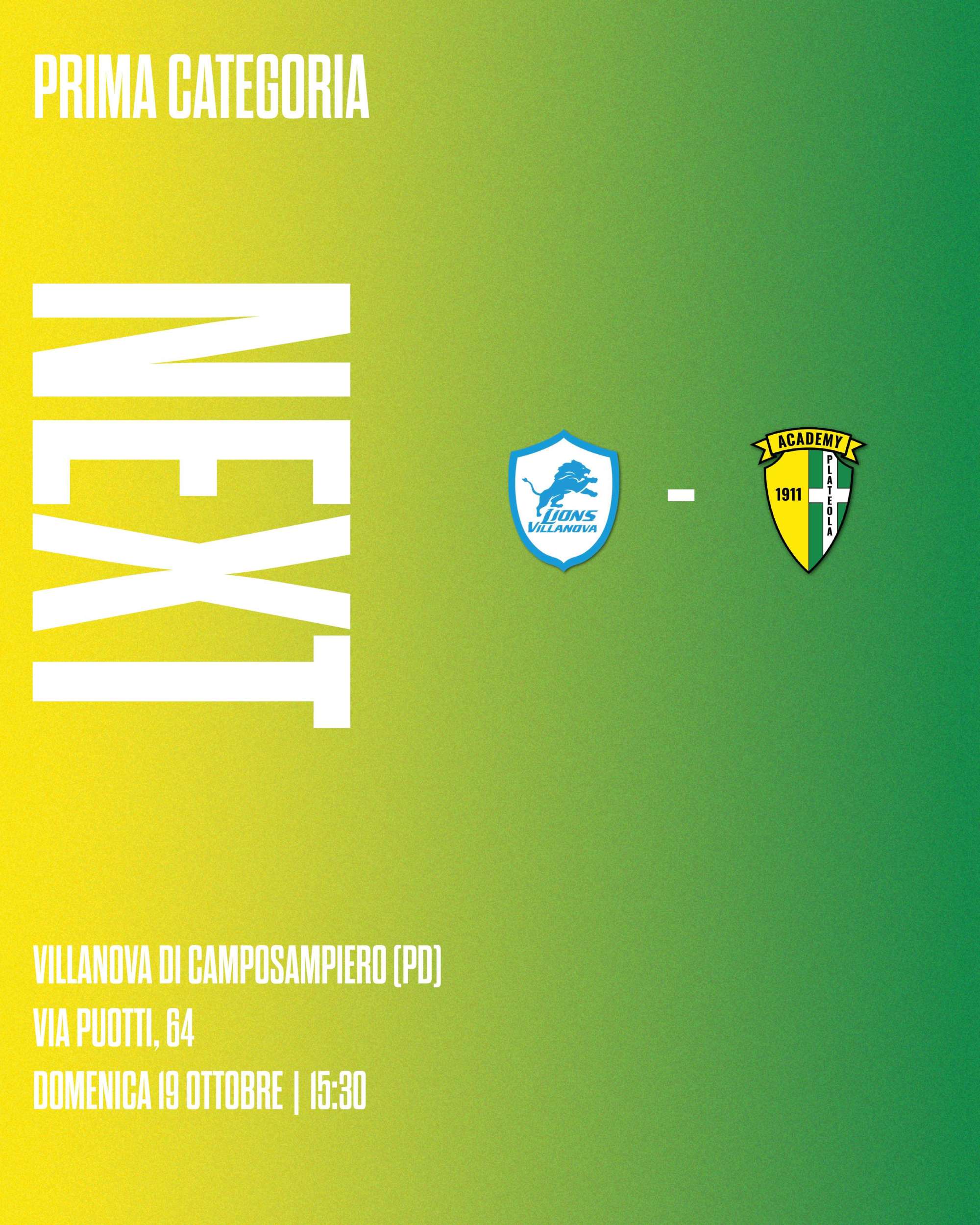 Prima Categoria – 7ª Giornata: Academy Plateola 1911 - Grantorto