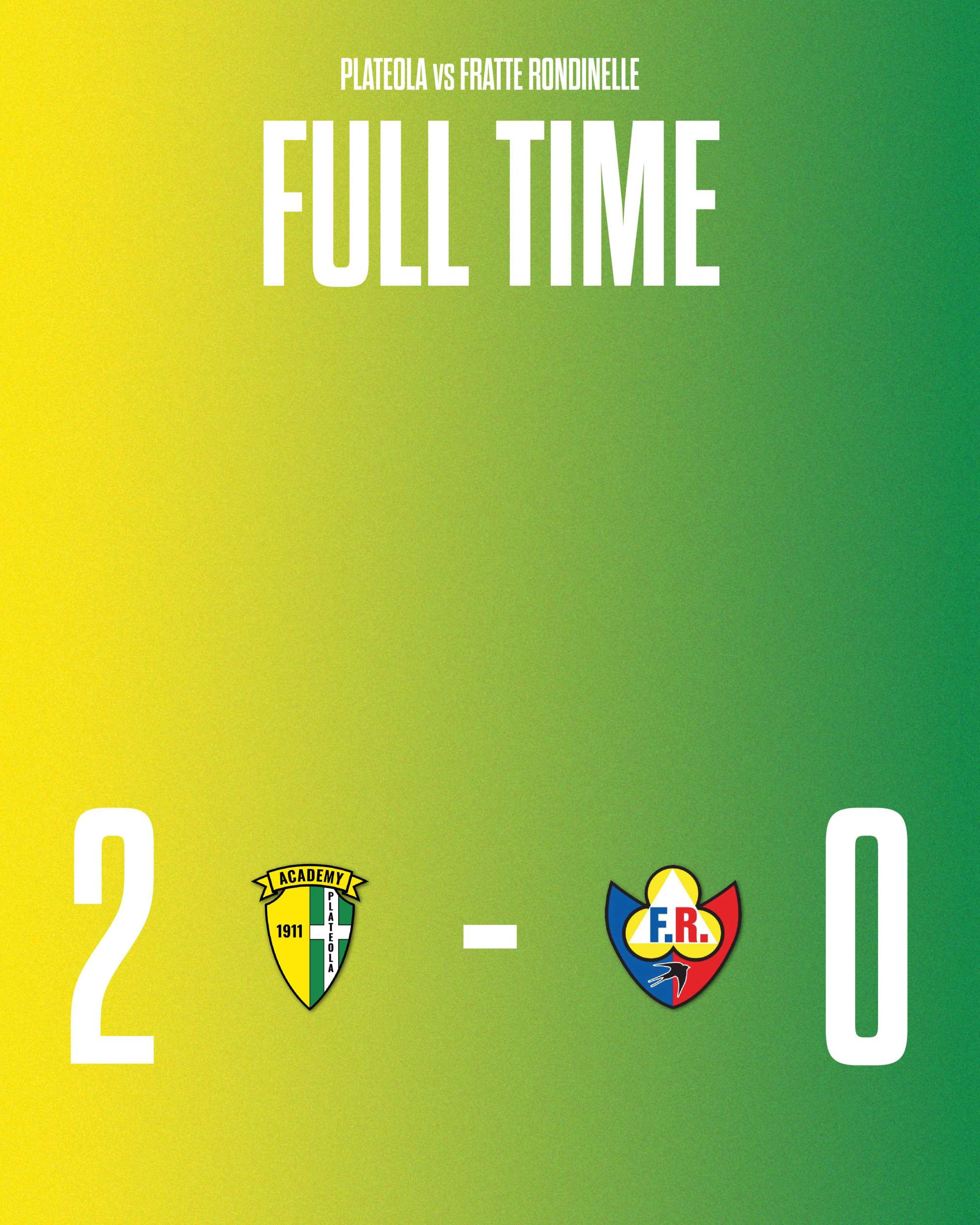 Amichevole: Academy Plateola 1911 2 – 0 Fratte Rondinelle
