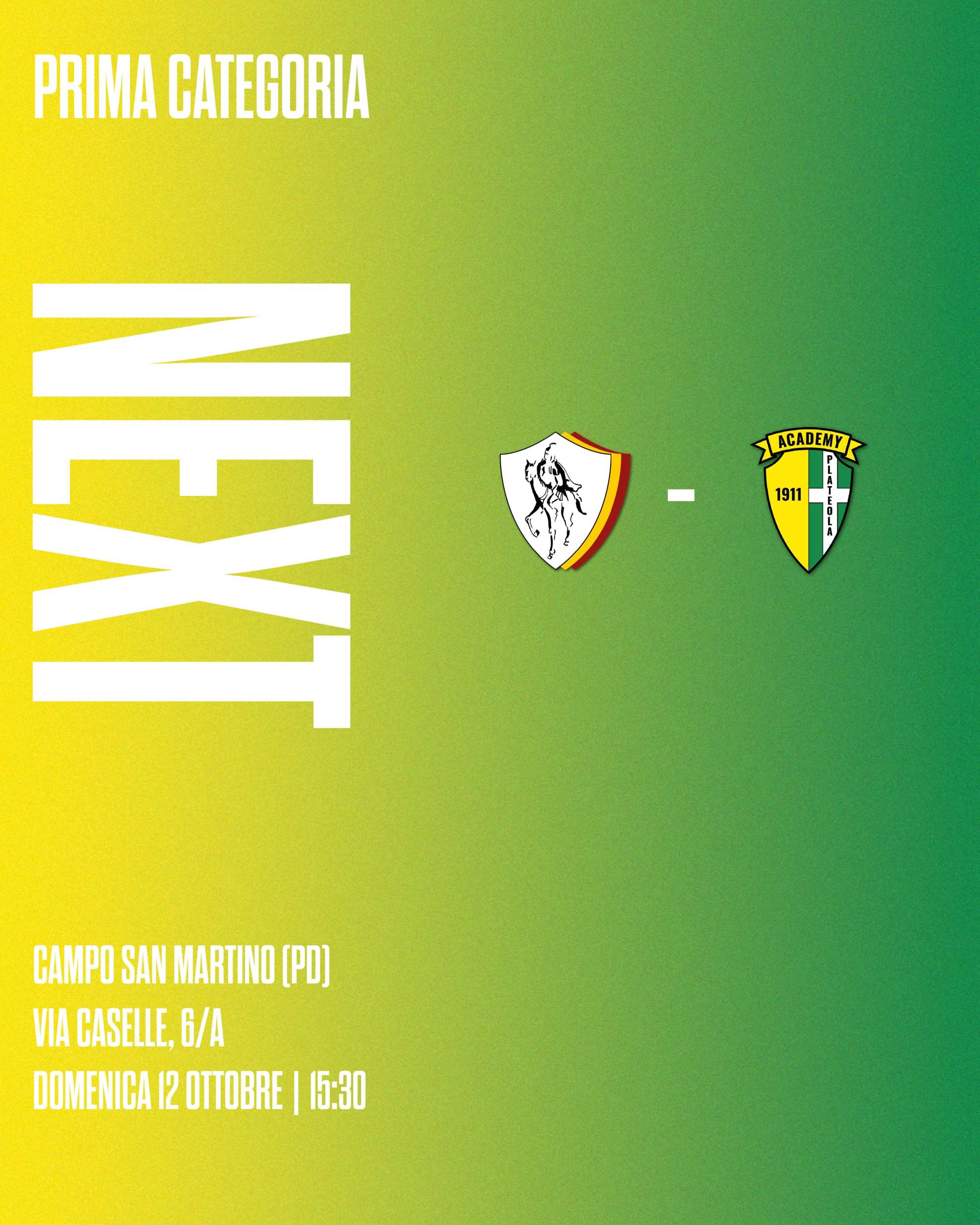 Prima Categoria – 5ª Giornata: Union Campo San Martino - Academy Plateola 1911