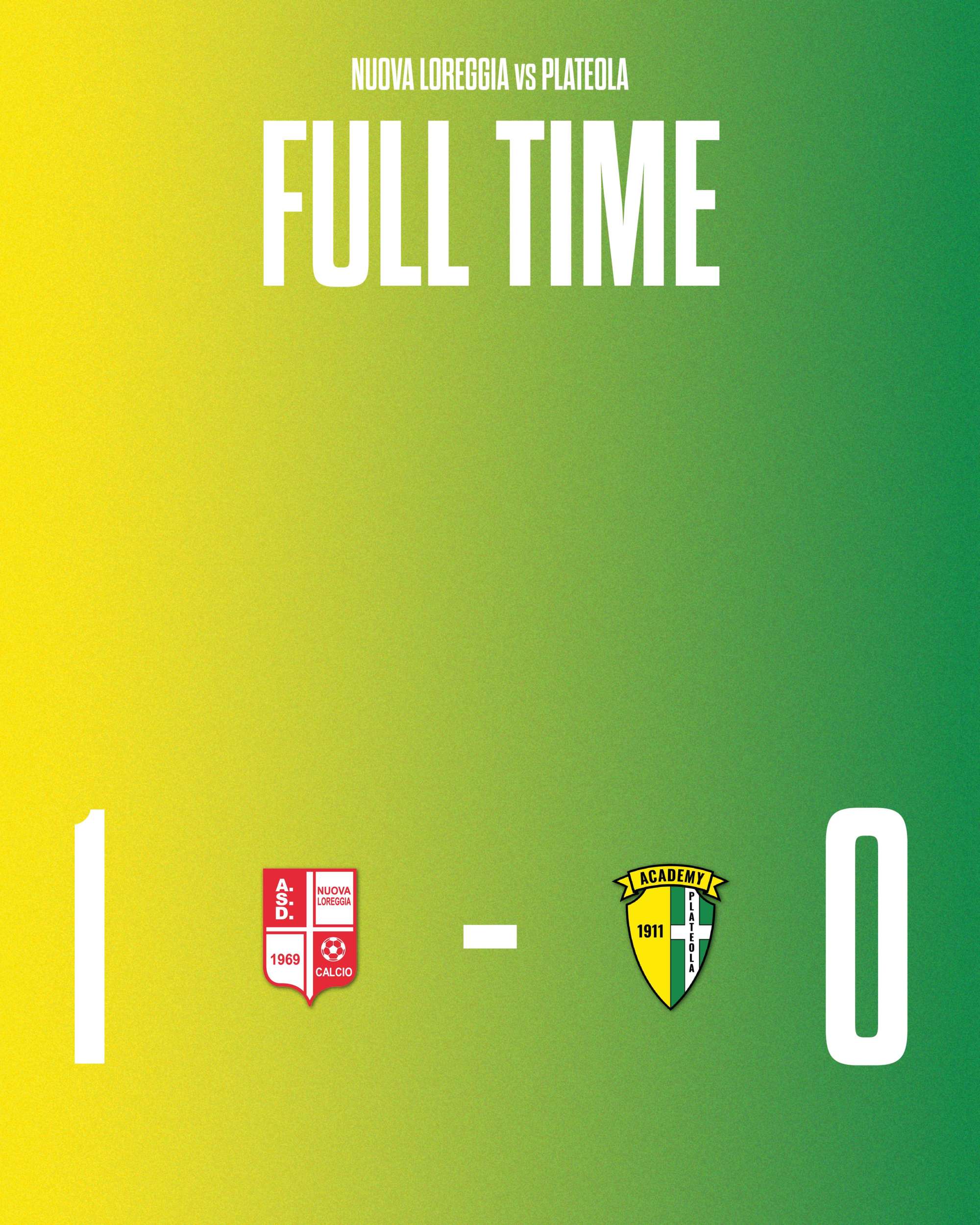 PRIMA CATEGORIA – 8ª GIORNATA   Nuova Loreggia Calcio 1 - 0 Academy Plateola 1911