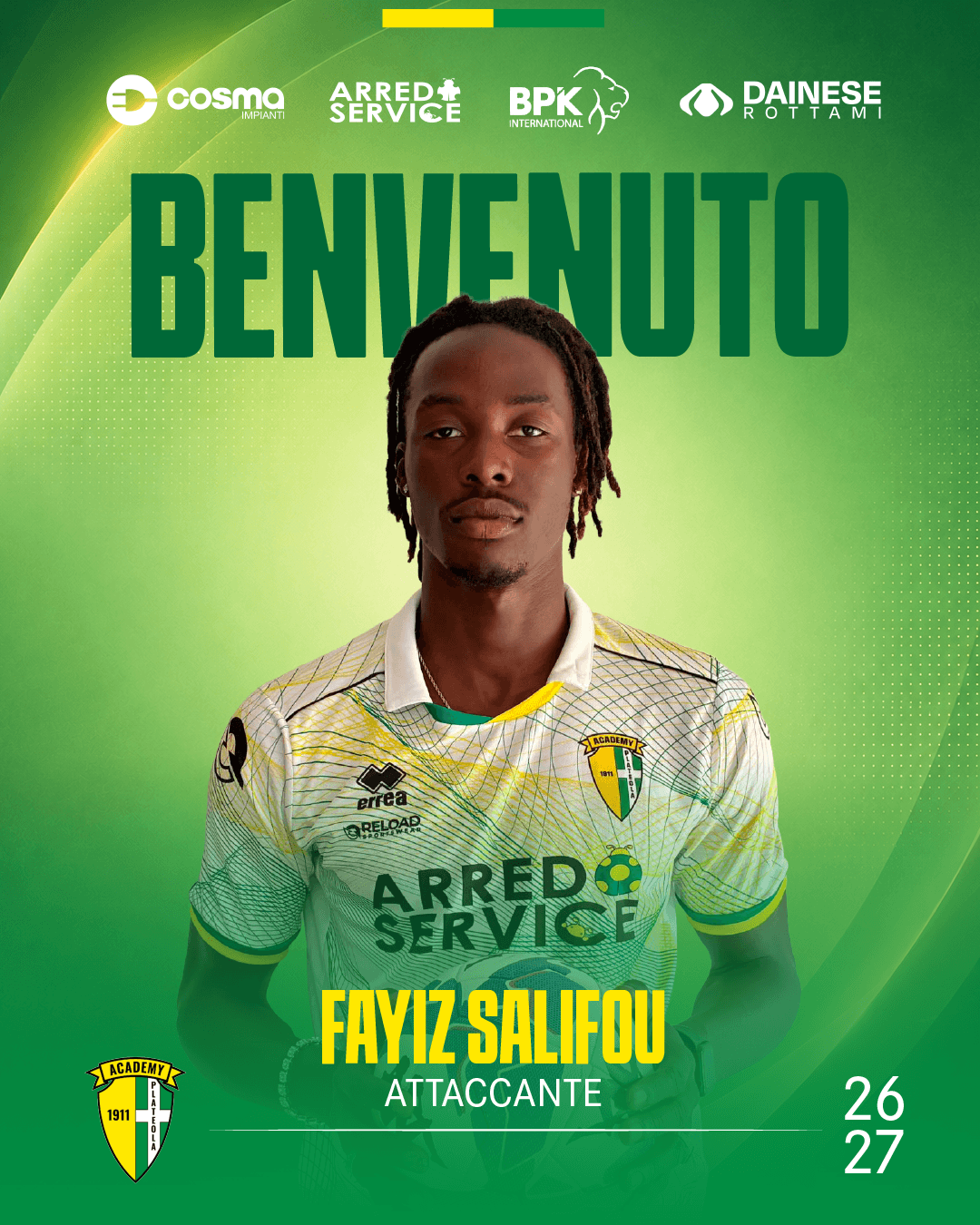 NUOVO ARRIVO ROSA PRIMA SQUADREA - FAYIZ SALIFOU – ATTACCANTE